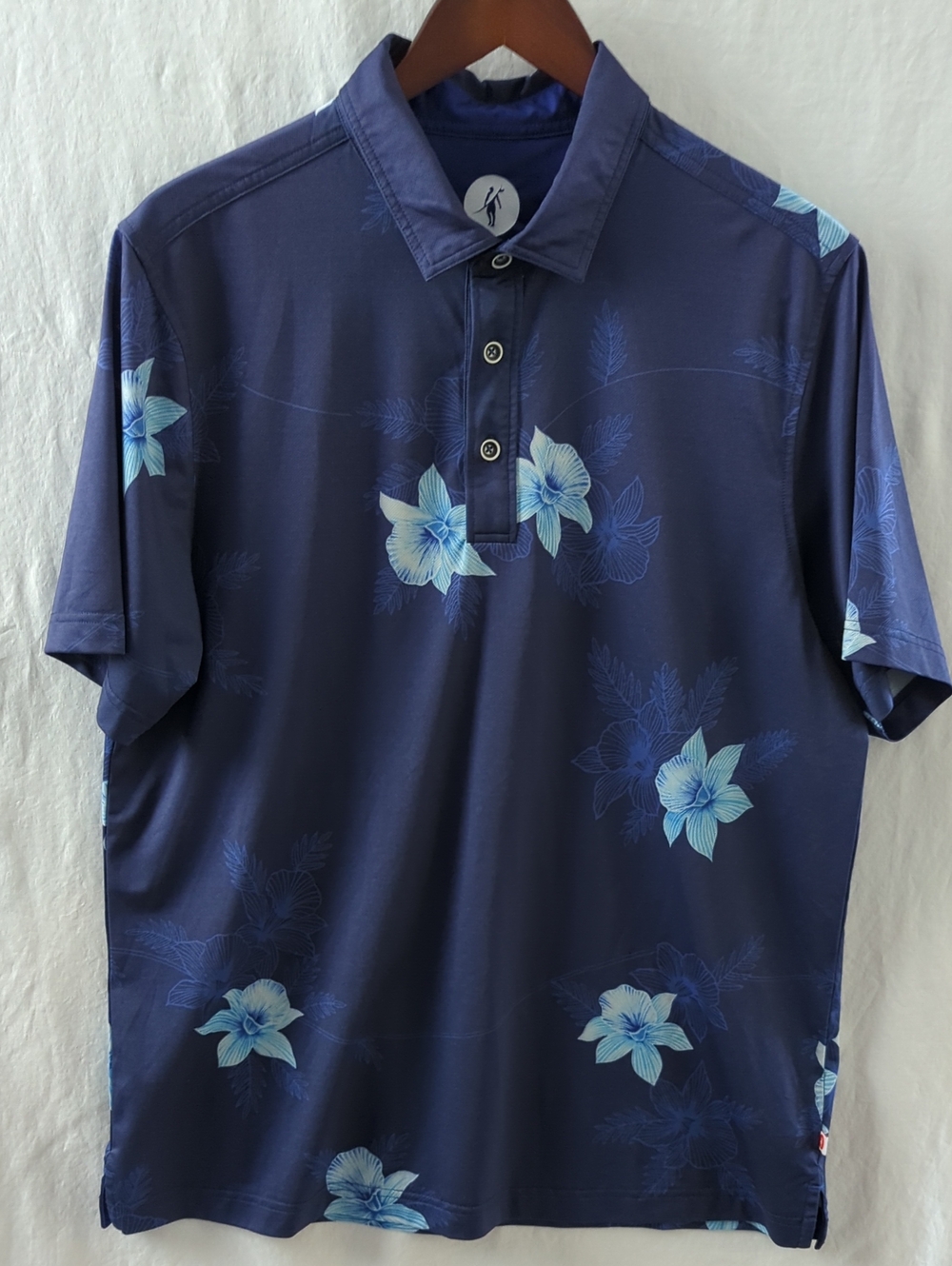 Toes on the Nose Clubhouse Golf Polo Shirt Medium Blue Tropical Floral M